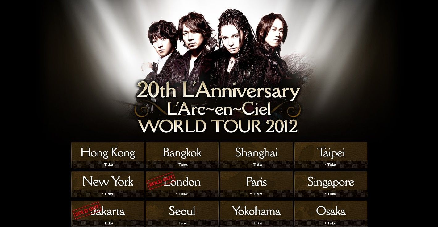 20th L&rsquo;Anniversary L&rsquo;Arc-en-Ciel World Tour 2012 poster