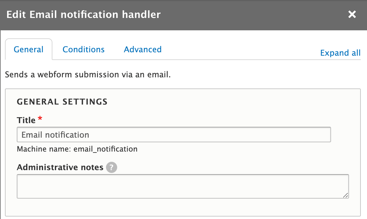 Fill up General settings form