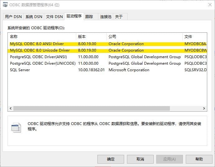 Mysql Connector/ODBC driver