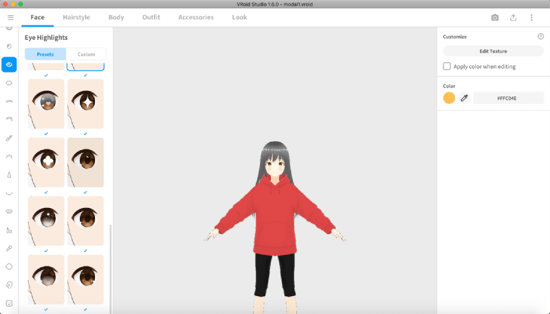 Modify the modal in VRoid Studio GUI