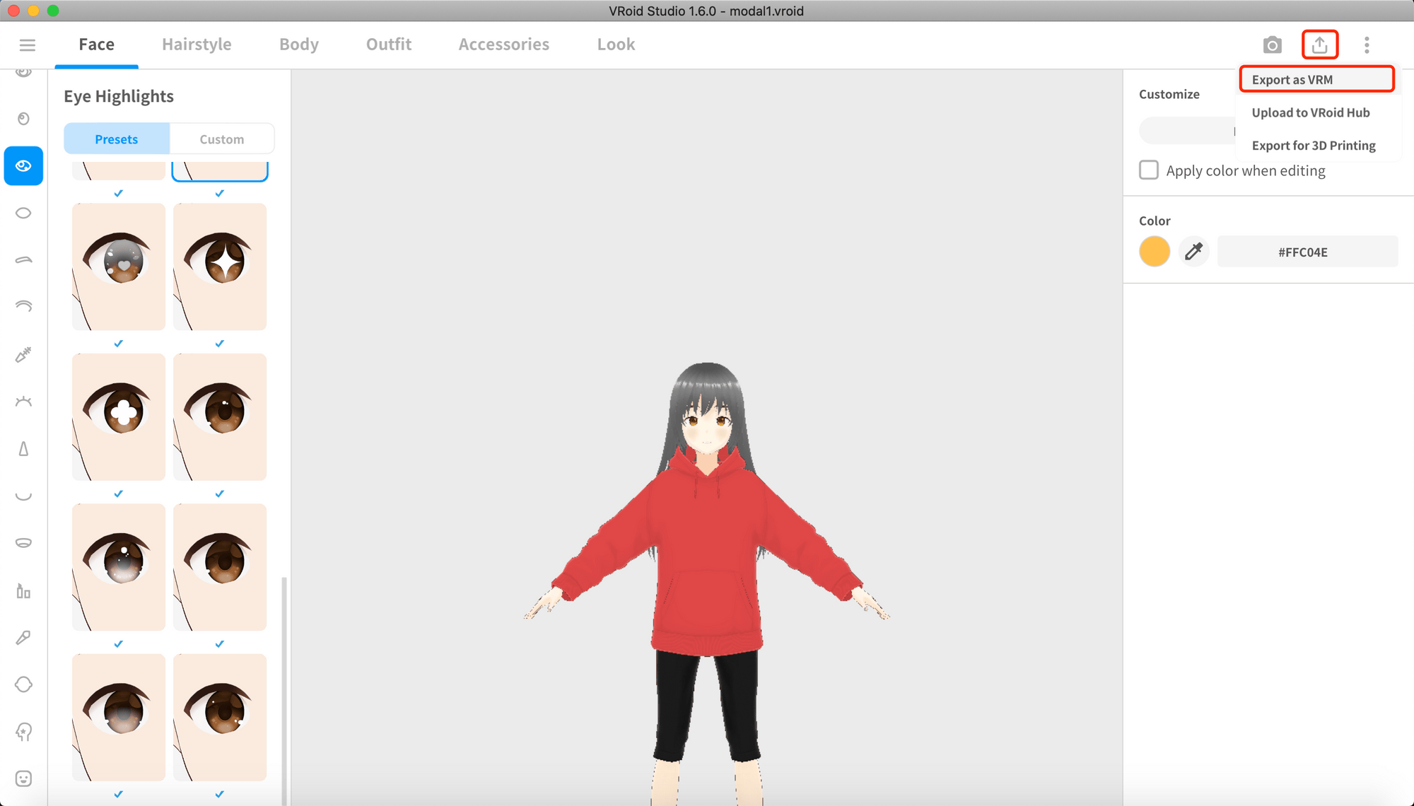 VRoid Studio GUI