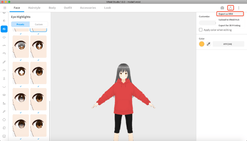 VRoid Studio GUI