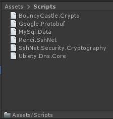 Unity3D import MySQL Connector Net dll
